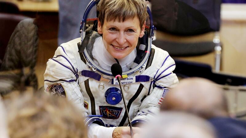 Astronaut Peggy Whitson  prior to the launch of Soyuz MS-3 space ship at Baikonur cosmodrome, Kazakhstan on November 17th, 2016. Photograph: Dmitri Lovetsky/Reuters