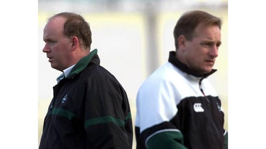 Assistant Ireland coach Declan Kidney and Ireland coach Eddie O?Sullivan are set to part company at the end of the season. ? (Photograph: Inpho)