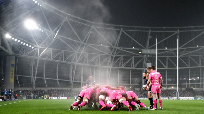 A view of a scrum at the Aviva Stadium. Photograph: Ben Brady/Inpho
