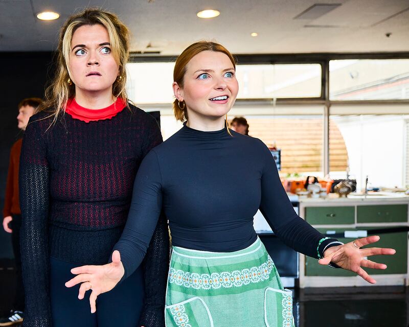 Fionnuala Gygax and Genevieve Hulme-Beaman in rehearsals at the Abbey Theatre for The Whiteheaded Boy. Photo: Pato Cassinoni