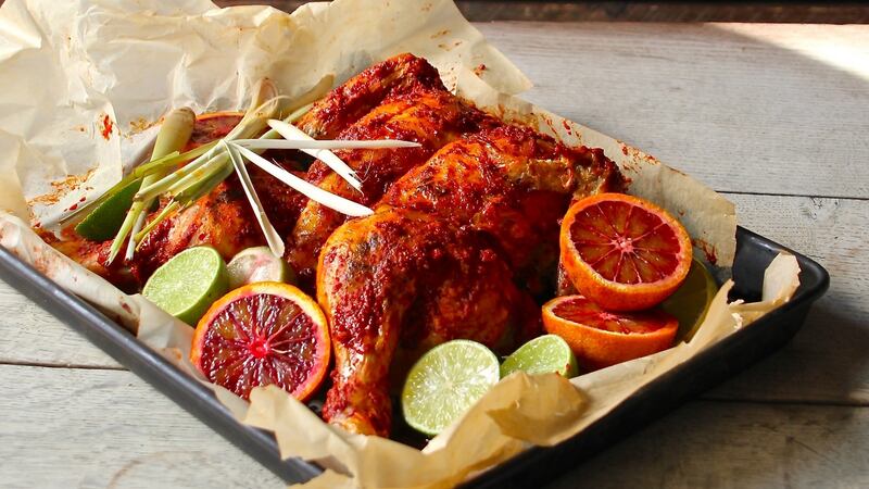 Spicy spatchcocked sriracha chicken