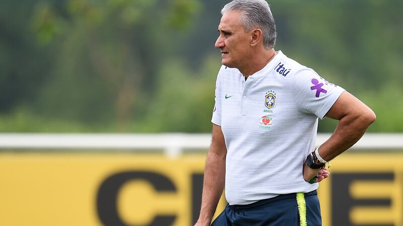 Brazil head coach Tite’s methodical preparations are now set to be tested in the heat of a tournament in which the pressure on the squad will be enormous. Photograph:  Andy Rain/EPA
