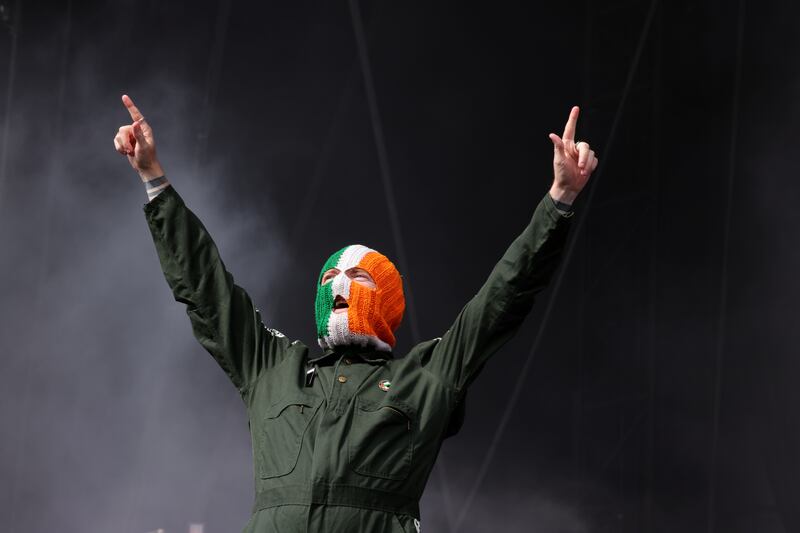 Kneecap drew a huge crowd at the Main Stage. Photograph: Alan Betson