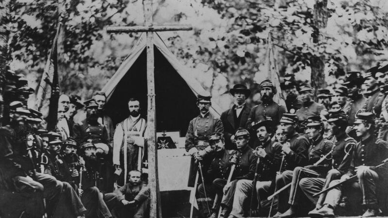 Archbishop Hughes  rallied Catholic northerners to the Union cause, calling for the national flag to be displayed at churches, and advocating conscription, a practice that would prove to be unpopular with the Irish Catholic working class. Photograph: Buyenlarge/Getty Images