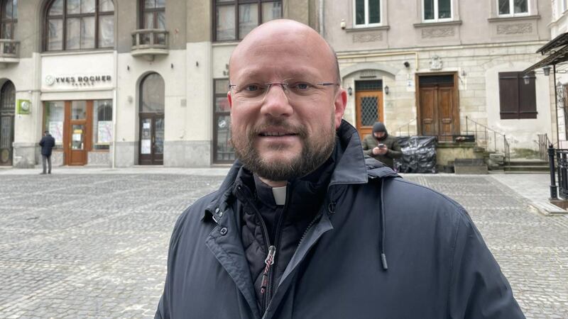 Stepan Sus, Bishop of Kyiv for the Greek Catholic Church in Ukraine,  moved to Lviv to escape Russian bombing of the capital: ‘This war is beginning in the heart of one person [Putin] who is spreading this evil around and wants to use it like poison.’