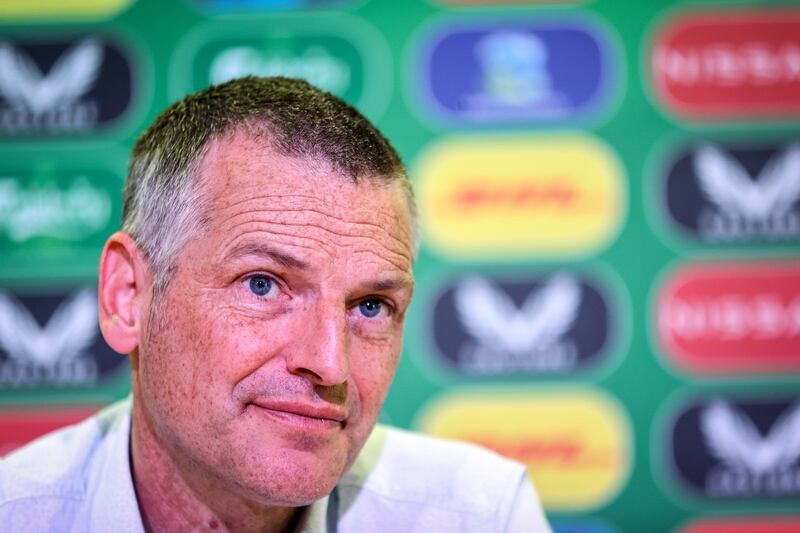 Head Coach Jim Crawford at Tuesday's squad announcement in Abbotstown. Photograph: Ben Brady/Inpho
