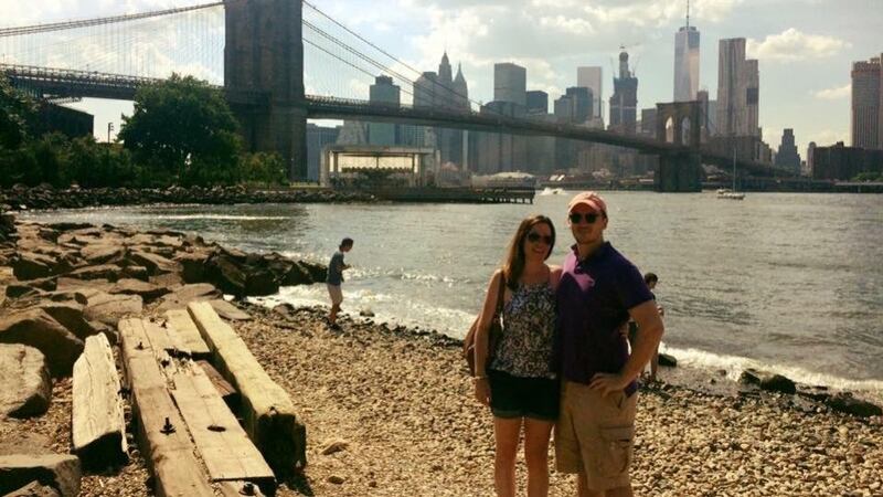 Irish abroad: Michael Russell, who lives in New York, with his fiancee