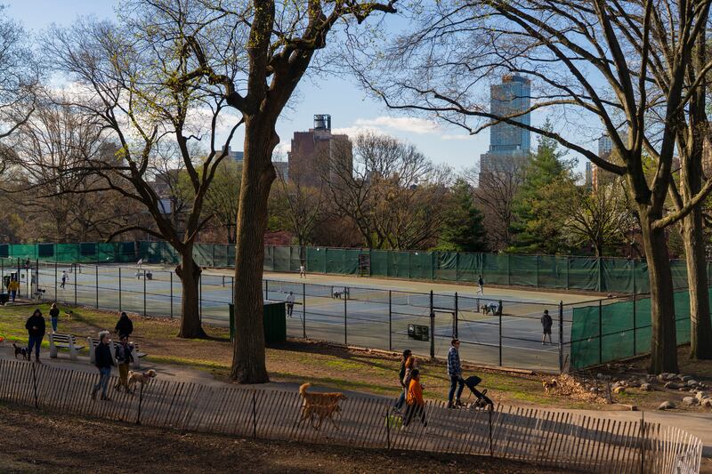 Tennis at the Fort Greene Park in New York. Photograph: Calla Kessler/The New York Times