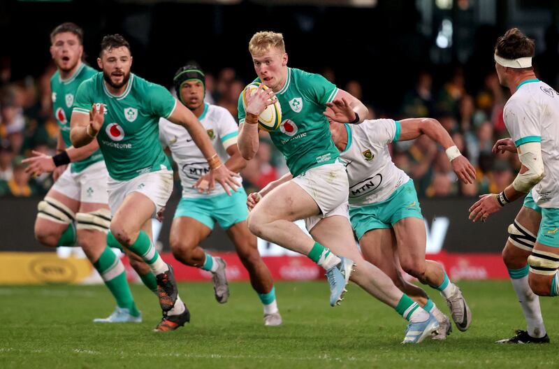 Jamie Osborne makes a break against South Africa during the second Test in Durban. Photograph: Dan Sheridan/Inpho 