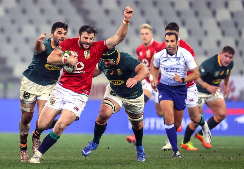 Robbie Henshaw running amok for the British and Irish Lions in South Africa  in 2021. Photograph: Dan Sheridan/Inpho