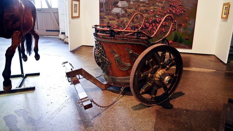 A chariot from the film Gladiator owned by actor Russell Crowe  on display. Photograph: Ben Rushton/AAP Image via AP