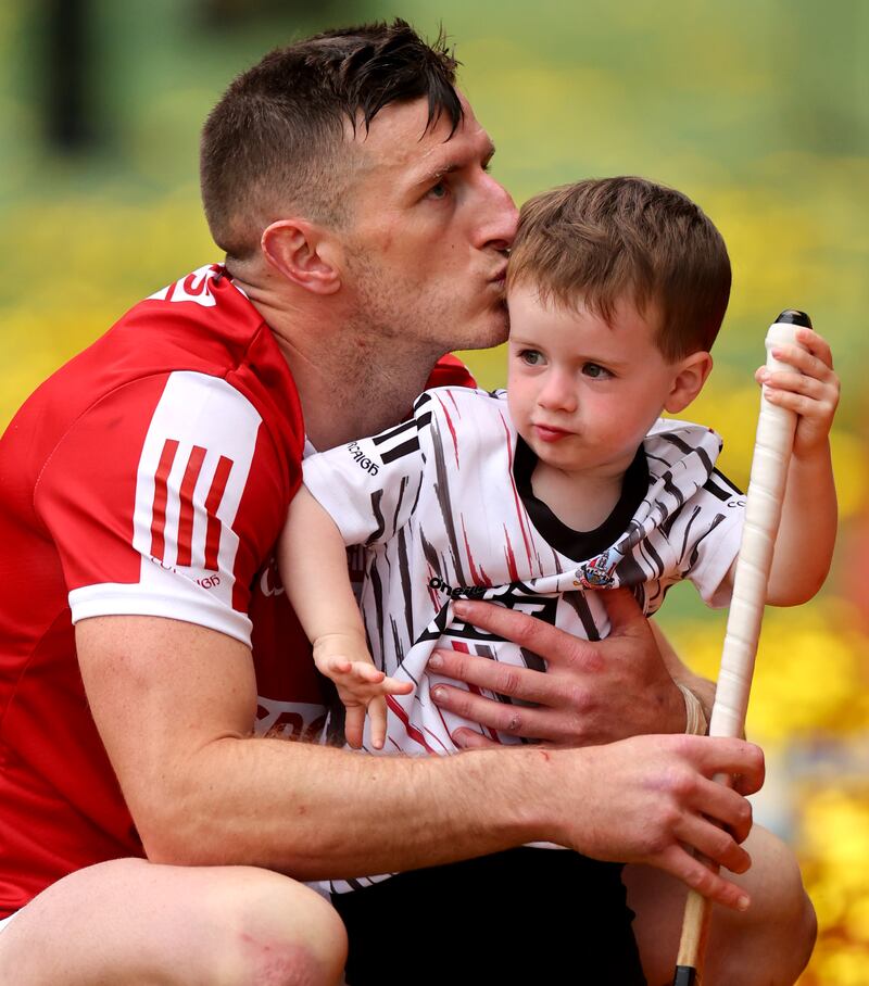Patrick Horgan with his son Jack after Cork's defeat to Clare in the 2024 All-Ireland final. Photograph: James Crombie/Inpho