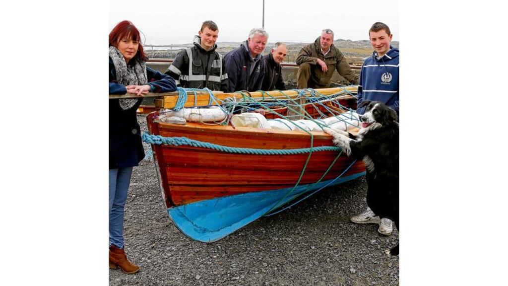Participants who were involved in the Galway "galley" construction at Tír an Fhia, south Connemara. Photograph: joe o'shaughnessy