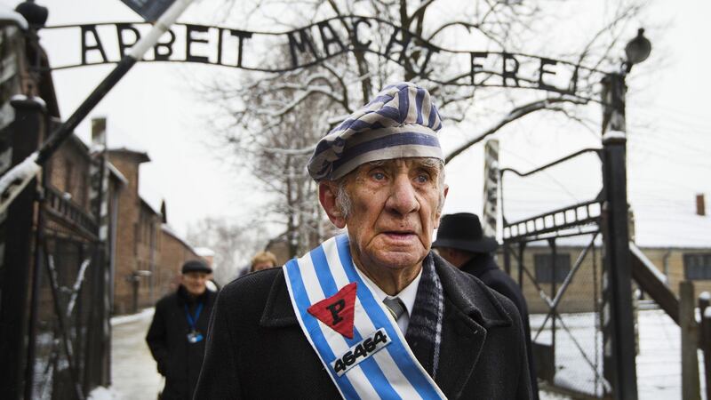 Auschwitz survivor Miroslaw Celka  on the 70th anniversary of the liberation of the Nazi death camp on January 27th, 2015. Photograph: Odd Anderssen/AFP/Getty