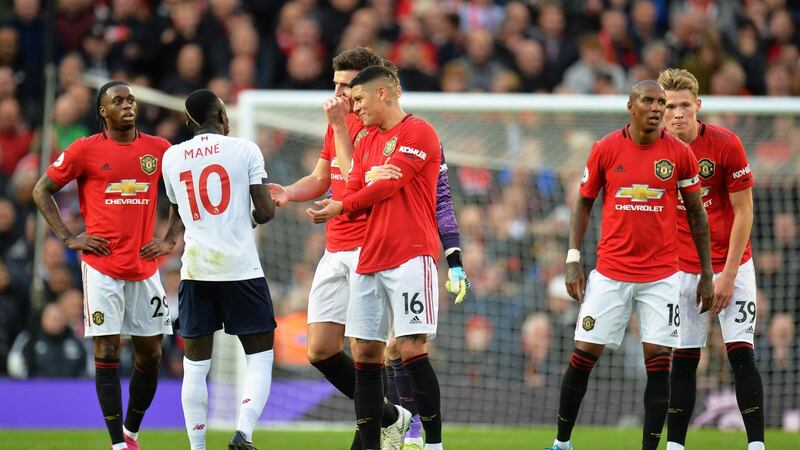 Sadio Mane has his goal disallowed for handball. Photo: Peter Powell/Getty Images