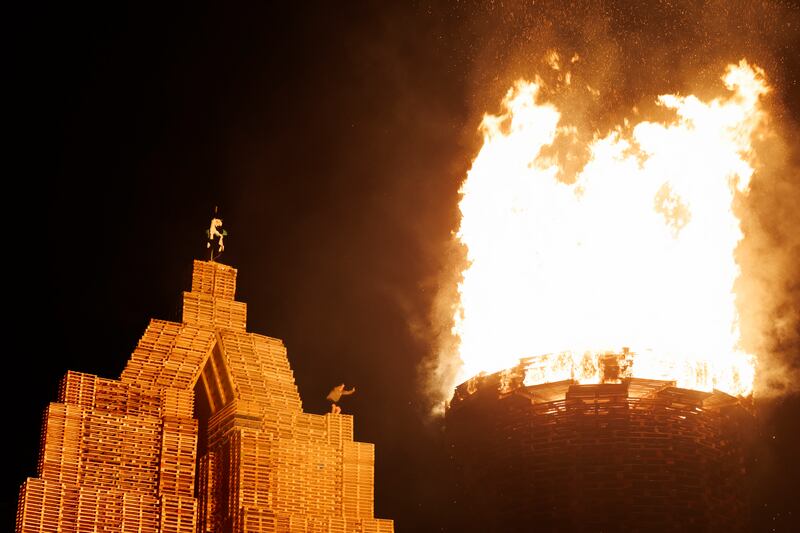 The Loyalist Corcrain Redmanville bonfire in Portadown. Photograph: Liam McBurney/PA Wire