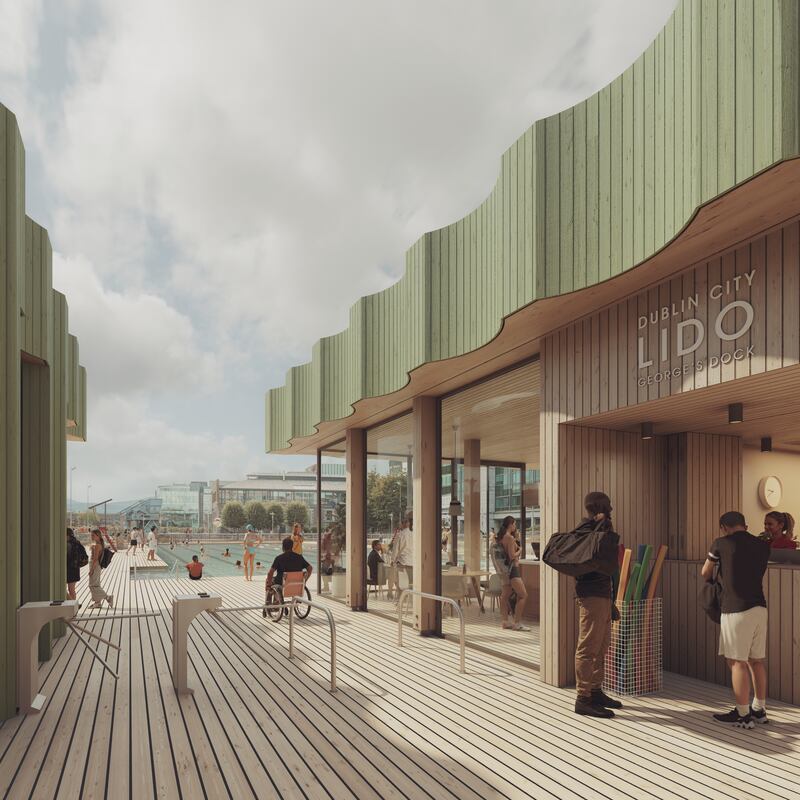 George's Dock will be 'a new blue and green place for the city centre that reduces the impact of glass, steel and cement', says outdoor swimming architect Chris Romer-Lee