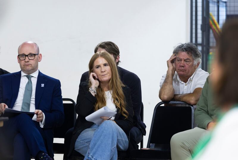 Sinn Féin's Janice Boylan pictured earlier this month alongside fellow Dublin Central candidates Ray McAdam (Fine Gael) and Gerry Hutch (Independent) 
Photograph: Sam Boal/Collins 