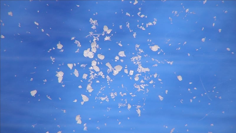 Microplastics breaking down in water