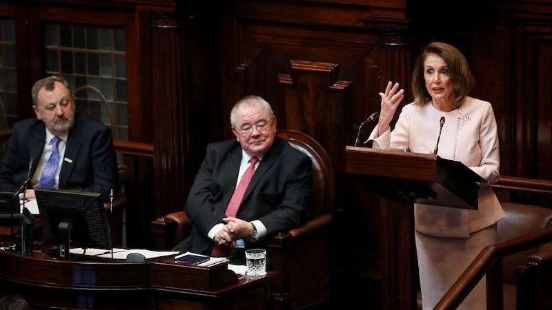 Speaker of the House Nancy Pelosi said in the Dáil on Wednesday if  Brexit deal undermines the Belfast agreement there will be no chance of a US/UK trade agreement. Photograph: Maxwellphotogrpahy.ie