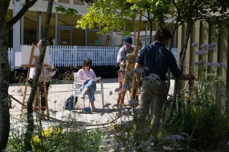Finishing touches being made at Bord Bia Bloom in Phoenix Park. Photograph: Sam Boal /Collins Photos 