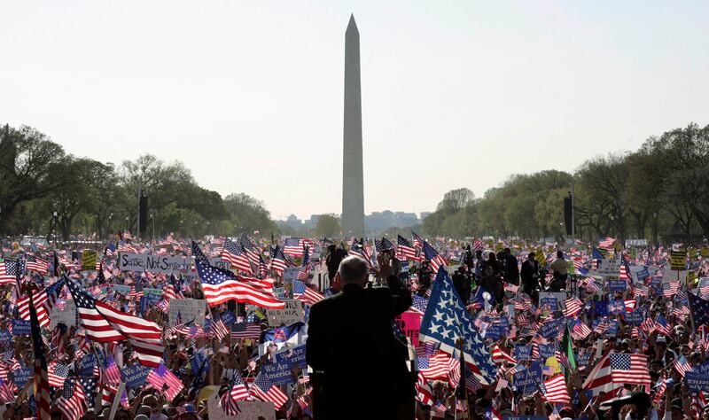 Then Cardinal Theodore McCarrick addresses the crowd at a rally in Washington in April, 2006. Photograph: Stephen Crowley/The New York Times
                      
