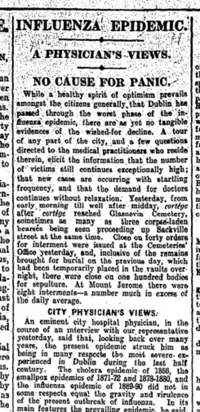 An article in The Irish Times on October 31st, 1918.
