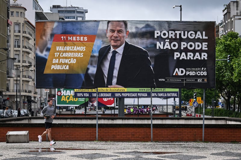 A Democratic Alliance billboard featuring its leader Luis Montenegro. Photograph: Patricia De Melo Moreira/AFP via Getty Images