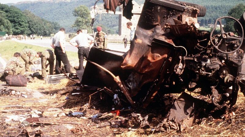 Aftermath of the Warrenpoint explosion in  August 1979. Photograph: Pacemaker, Belfast