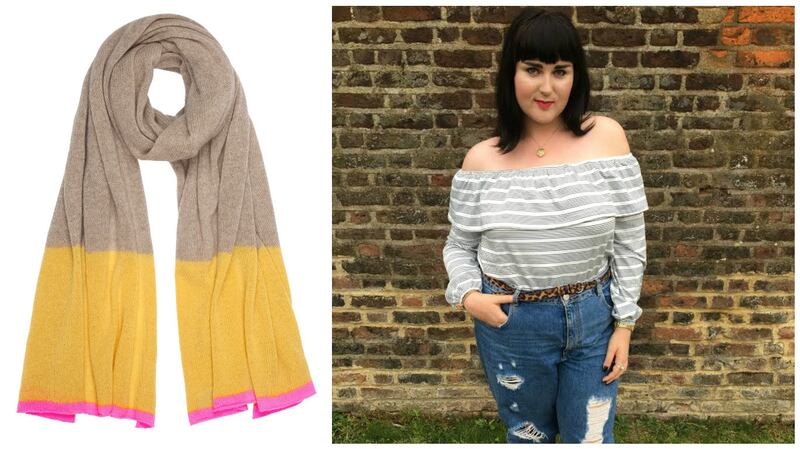 Cashmere  scarf from Laura Chambers (€180); Bethany Rutter, blogger