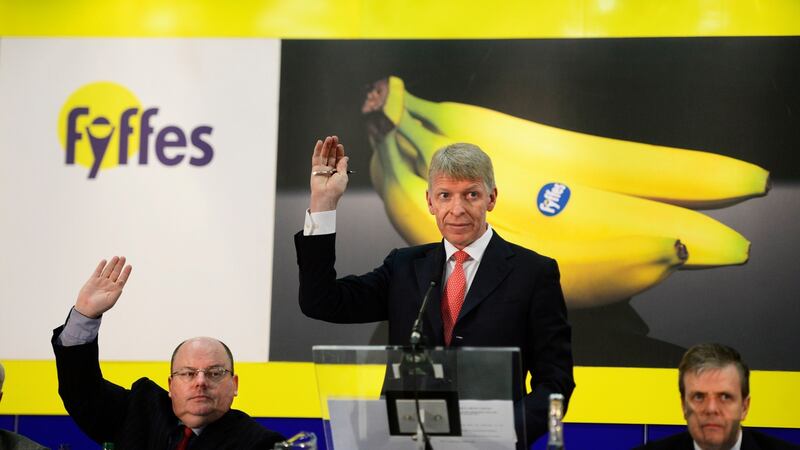 16/01/2017 Finance. David Mc Cann, chairman Fyffes during their egm at Ballsbridge Hotel. pictured left is company secretary Seamus Keenan and Tom Murphy , non executive director.Photograph: Cyril Byrne / THE IRISH TIMES  16/01/2017  Finance. David Mc Cann, chairman Fyffes during their egm at Ballsbridge Hotel. pictured left is company secretary Seamus Keenan  and Tom Murphy , non executive director.Photograph: Cyril Byrne / THE IRISH TIMES