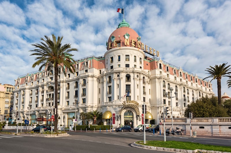 The iconic Negresco Hotel in Nice. 'Of course I had to sample a cocktail. It was research'. Photograph: Chris Hepburn