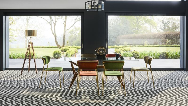 This Formations pattern by Carpetright is in  charcoal Geo. The 80 per cent wool twist is a collaboration between the carpet company and UK magazine House Beautiful.