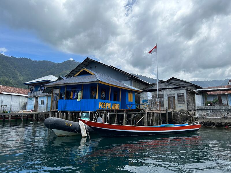 Washing hanging out to dry at the police station, Tidore island, Indonesia. Photograph: Gemma Tipton