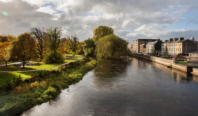 Clonmel: Denis Burke Park and the river Suir.  Photograph: John D Kelly