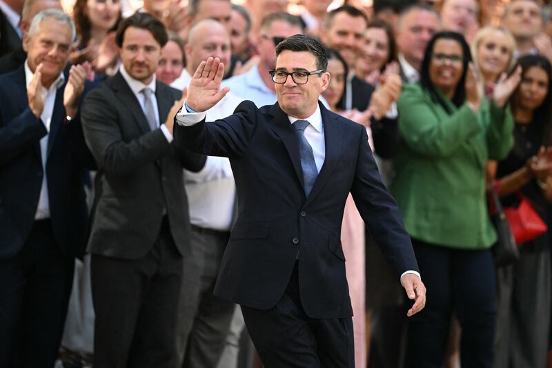 Britain's new prime minister Andy Burnham is applauded after giving his first speech in front of 10 Downing Street in central London. Photograph: Oli Scarff/AFP via Getty Images
