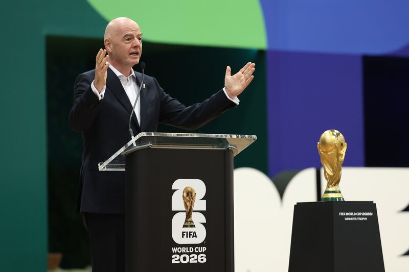 Fifa president Gianni Infantino speaks during the World Cup opening ceremony in Dallas, Texas. Photograph: Sam Hodde/Getty Images