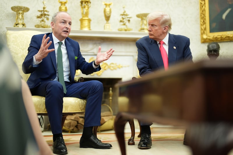 Taoiseach Micheál Martin meets US president Donald Trump in the White House on March 12. Photograph: Doug Mills/The New York Times
                      