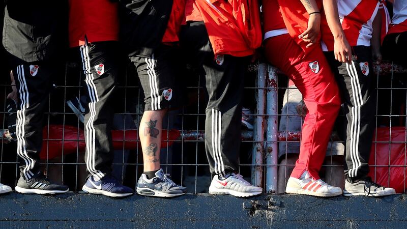 River Plate’s fans inside the Antonio Vespucio Liberti Stadium in Buenos Aires. Photograph: Marcos Brindicci/Reuters