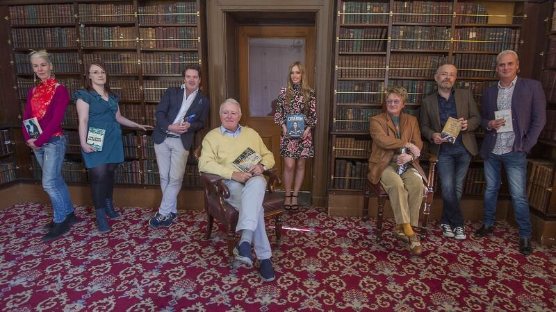 Mia Gallagher, left, at the  Dublin Book Festival with Lisa McInerney, Diarmuid Gavin, Mike Murphy, Diana Bubici, Alan Amsby, Rick O’Shea and Dave Kenny. Photograph: Brenda Fitzsimons