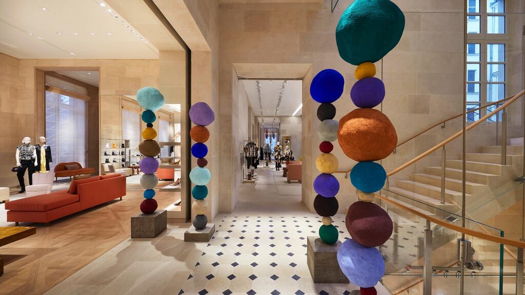 The colourful plaster sculptures of Annie Morris in the Louis Vuitton flagship in Place Vendome, Paris