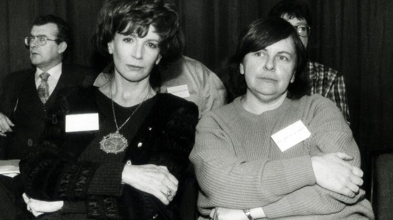 Edna O’Brien and Bernadette McAliskey at the Forum for Peace and Reconciliation in Dublin Castle in 1995. Photograph: Matt Kavanagh