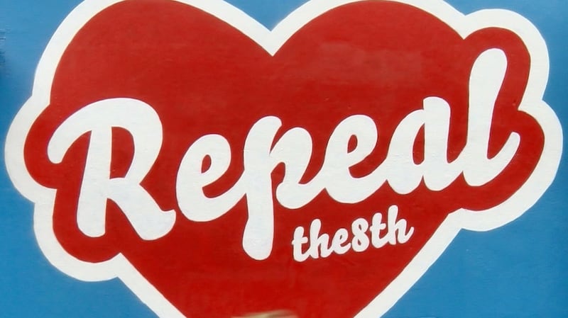 Maser’s  mural for Repeal the 8th at the Projects Art Centre, which became the official emblem for the repeal campaign.  Photograph: Enda O’Dowd