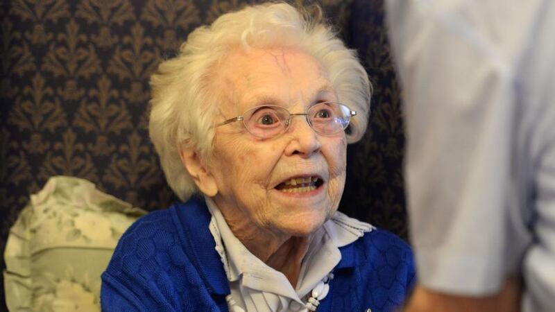 Elizabeth Dempsey, celebrates her 105th birthday. Photograph: Dara Mac Dónaill / The Irish Times