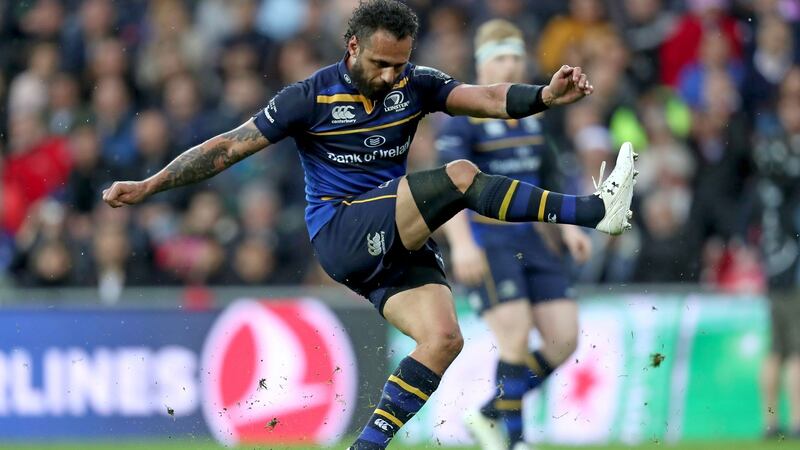 Isa Nacewa kicks the winning penalty in the 2018  final against Racing 92 at the San Mames Stadium in  Bilbao. Photograph: Billy Stickland/Inpho