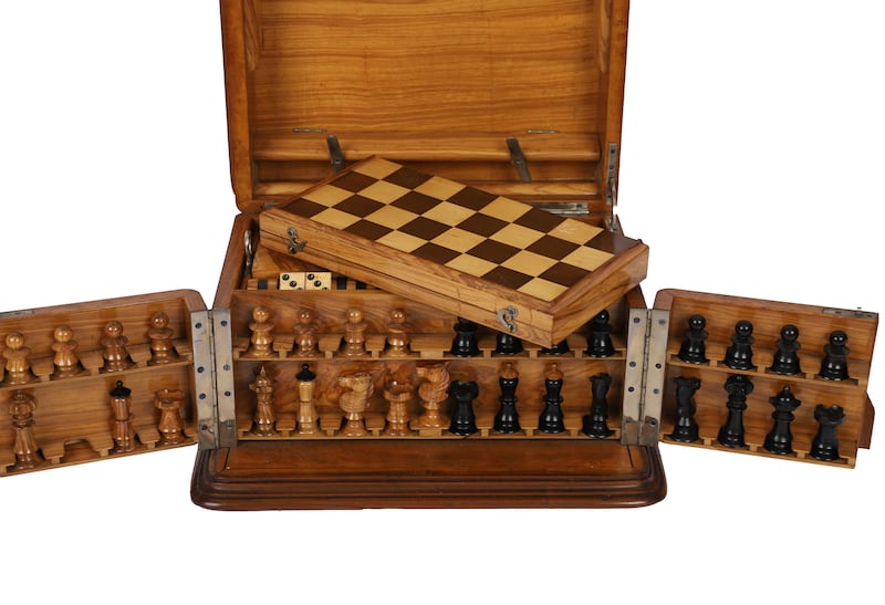 A 19th-century walnut encased games compendium