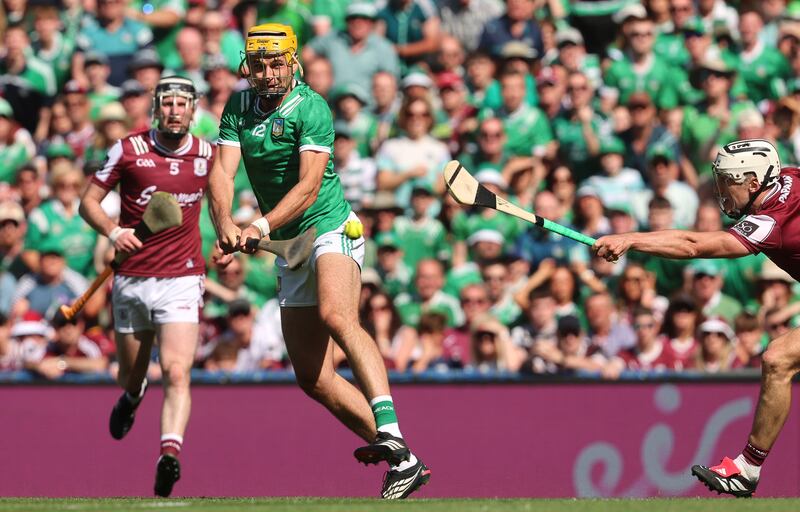 Limerick's Cathal O'Neill scores a goal. Photograph: Bryan Keane/Inpho