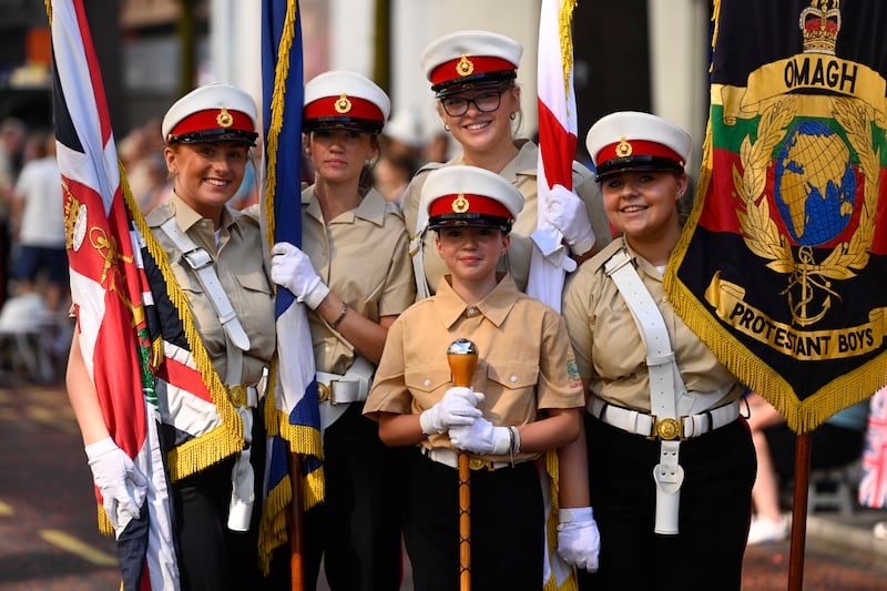 People take part in a Twelfth of July parade in Belfast. Photograph: Mark Marlow/PA