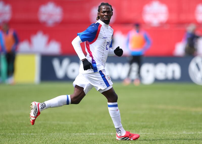 Woodensky Pierre is a defensive midfielder who plays his club football for Haitian side Violette AC. Photograph: Vaughn Ridley/Getty Images