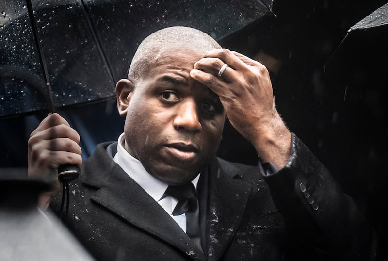 Deputy PM David Lammy attends a vigil on Middleton Road in Crumpsall, Manchester. Photograph: PA 